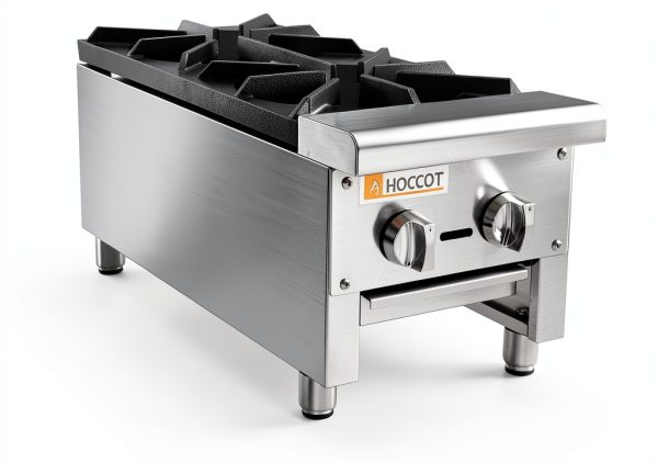 2 Burners Gas Stove HOCCOT Dual Fuel Stainless Steel Hot Plate-7