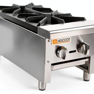 2 Burners Gas Stove HOCCOT Dual Fuel Stainless Steel Hot Plate-0