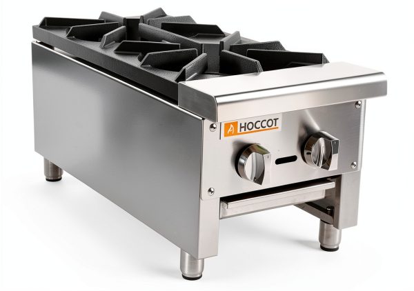 2 Burners Gas Stove HOCCOT Dual Fuel Stainless Steel Hot Plate-0