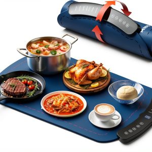 Warming Mat for Food, 7-Temperature Warming Mat with Precision Temperature Control, Temperature-Revealing Line, Electric Warming Tray for Buffets Party-0