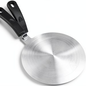 7.9 inch Heat Diffuser for Gas Stove, Stainless Steel Induction Adapter Plate, Converter Disk for Induction Cooking Plate with Detachable Handle, Black-0